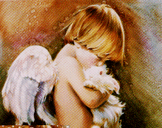 cherub with bunny