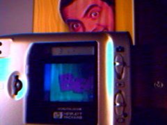 close up of the LCD screen while its focused on Mr. Brean
