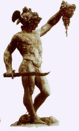 Perseus holds the head of Medusa