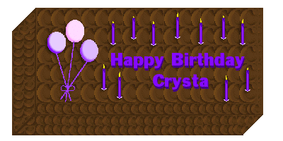 Happy Birthday Crysta, Chocolate Cake and Fudge inside YUM!