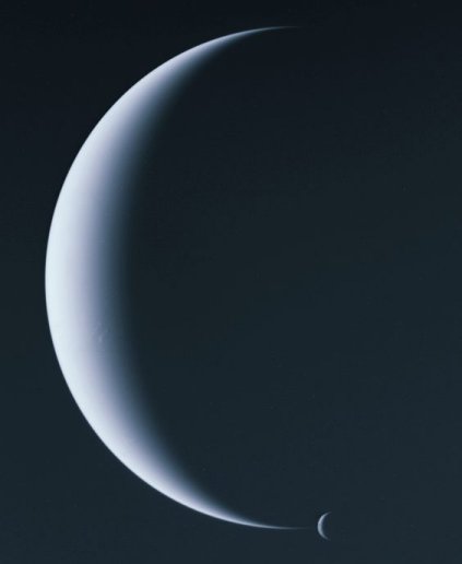 Neptune in cresent with Triton at the bottom