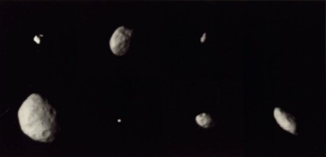 Fuzzy image of Saturns small satellites