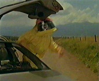 Marty batendo a cabea na porta do DeLorean