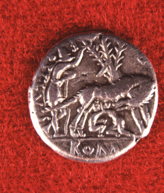 Silver Denarius minted in Rome by Sextus Pom(peius?) Fostlus (circa 140 BCE)