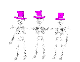 Skeleton trio highstepping animated GIF