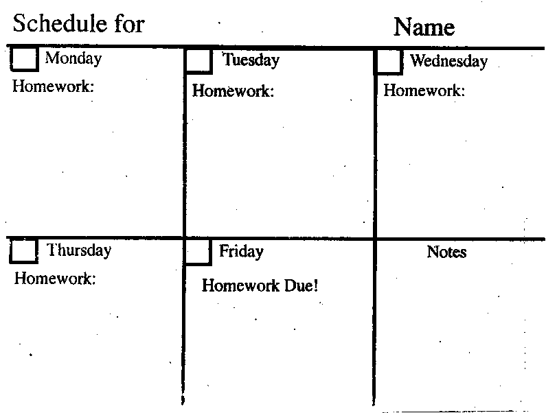 weekly schedule