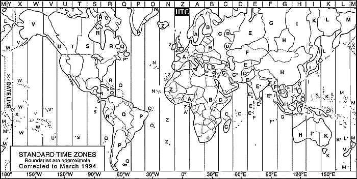 World Map of Time Zones