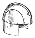 Round Helmet with Single-Plate Ear and Back defense