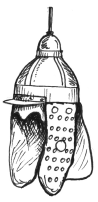 Helmet with Brigandine Defense separated into Ear and Back sections.