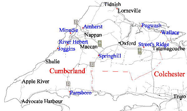Map of Cumberland County Catholic Churches