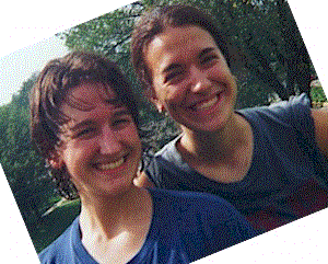 Robin and Corie at the mud slide at EBC.