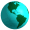 Earth: (dark green land/light blue water)