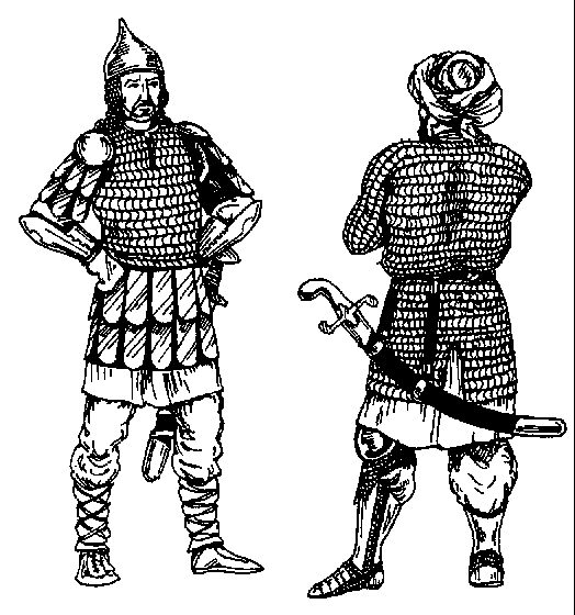 Georgian warrior in Maile vest with Islamic warrior in three-quarter length Hauberk