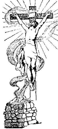 Christ on the cross above the altar