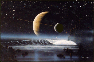 Picture of Coastal Seascape on Wollen<br> with Valhalla and satellites setting.