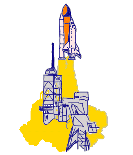 Hand drawn shuttle liftoff icon