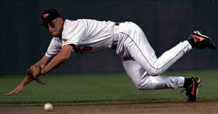 Cal Ripken diving for the ball