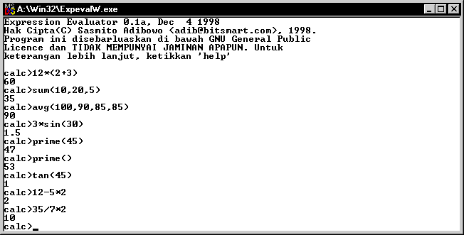 ExpEval screen shot
