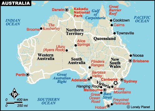 Lonely Planet's map of Australia