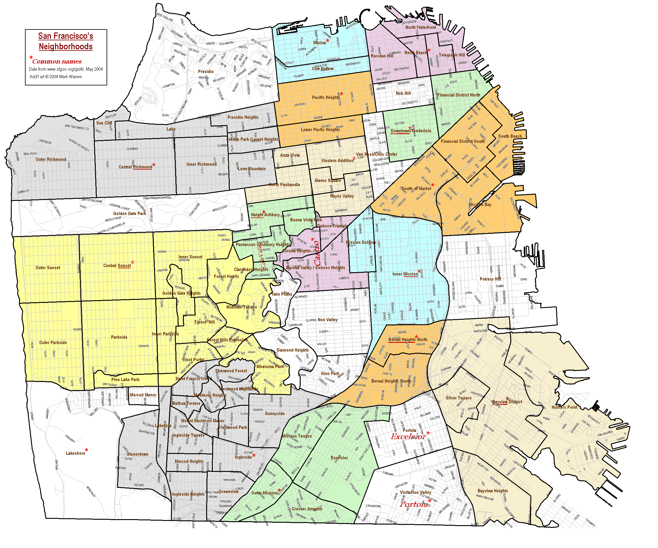 Click to view full size Map of San Francisco's neighborhoods