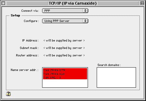Janela de configuração do TCP/IP