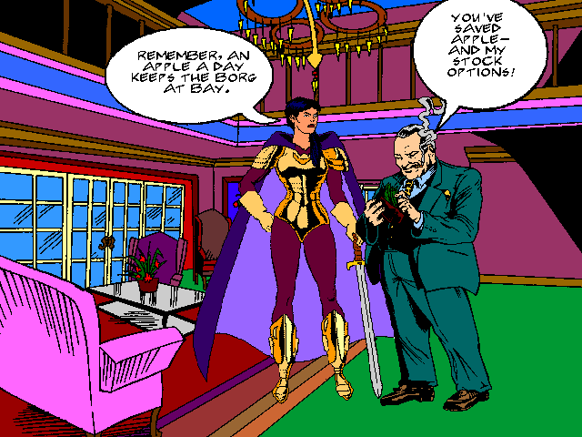 Mac One Comix panel: You've saved Apple - and my stock options, says the Big Guy. Link to the next panel.