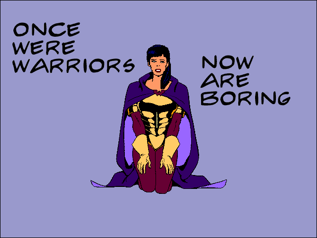 Mac One Comix panel: Once were warriors, now are boring. Linked to next panel.