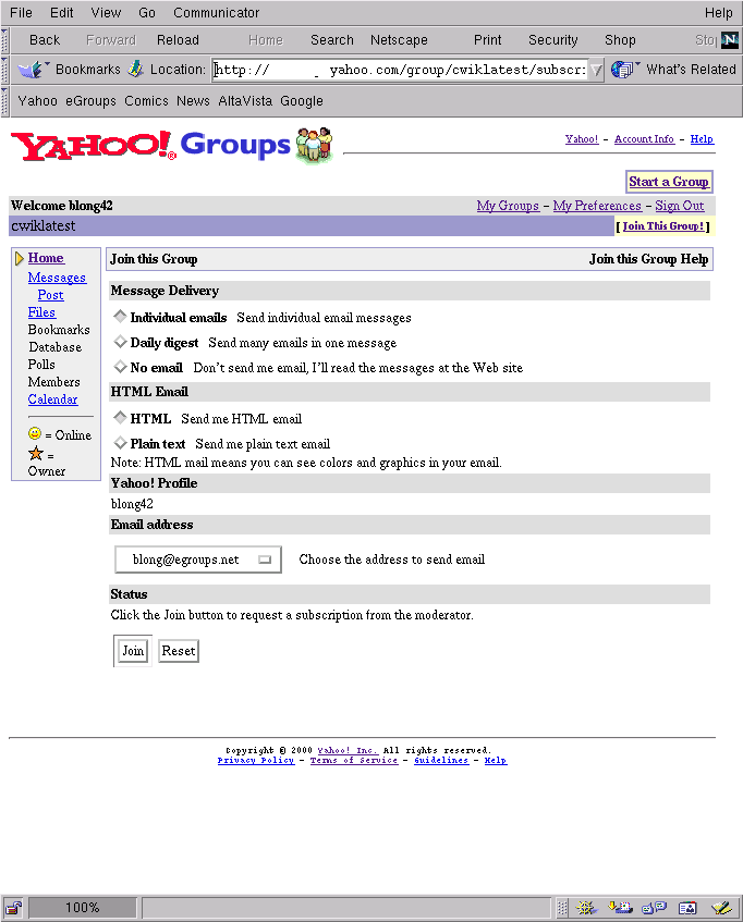 YGroups Subscribe