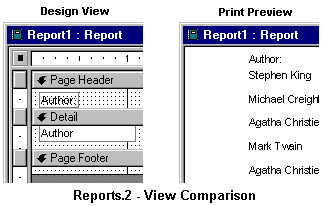 Design View vs. Print Preview