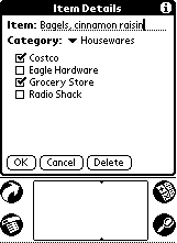 ShopList Item Details dialog