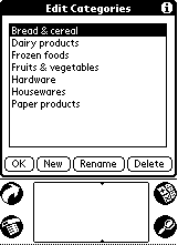 ShopList Edit Categories dialog