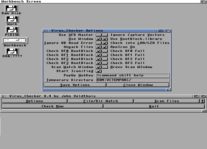 Figure 1:Virus Checker's Options