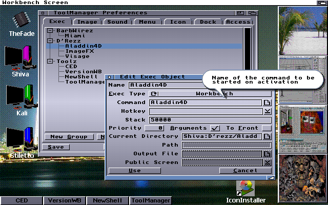 Figure 2: Edit Exec Objects