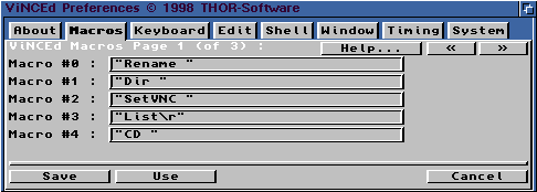 Figure 2: VincEd Prefs Macro Section