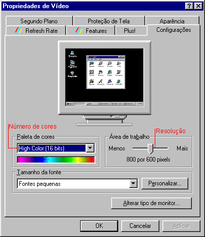 Alteração do modo de vídeo