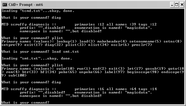 Screenshot of the SCR4+ CLI tool in use