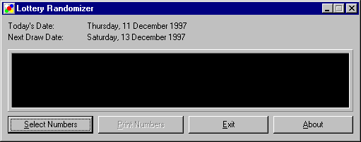 The Lottery Randomizer Main Screen