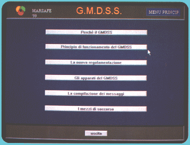 [GMDSS Start Menu screen]