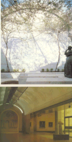 Top: Light Court of south wing seen from gallery
Bottom: Gallery space
