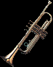 a trumpet facing left