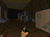 What may be hiding behind these crates?