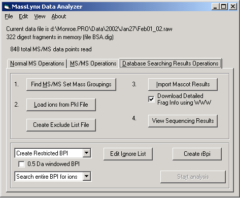 Main program window (version 2)