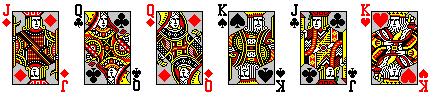 6 poker cards - heads