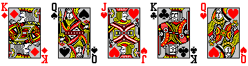 5 poker cards - heads