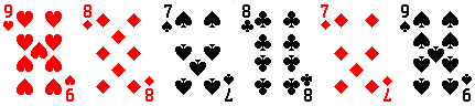 6 poker cards - heads