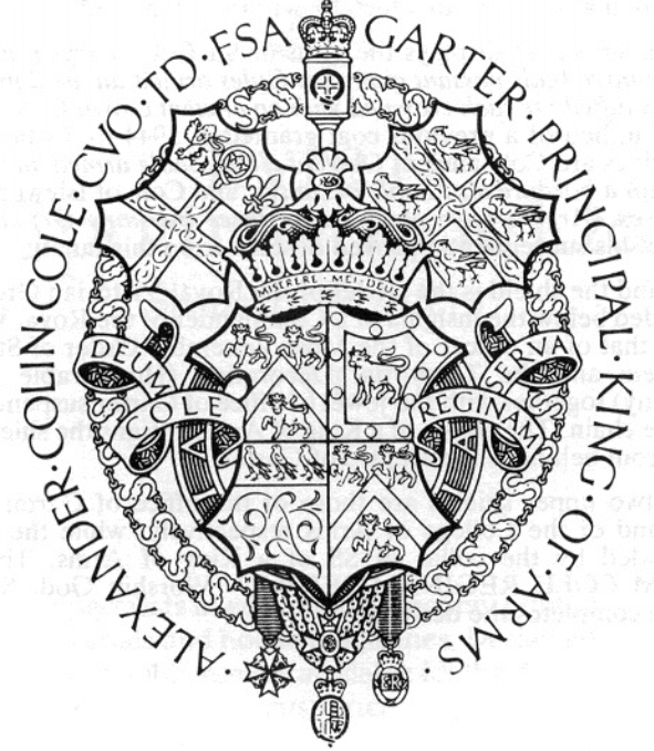 arms of Sir Colin Cole, Garter King of Arms