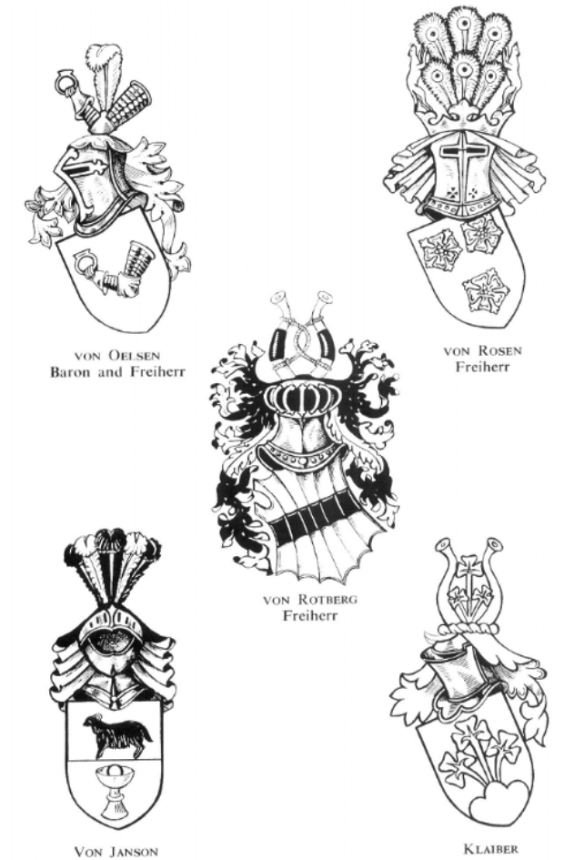 arms of five German noble families