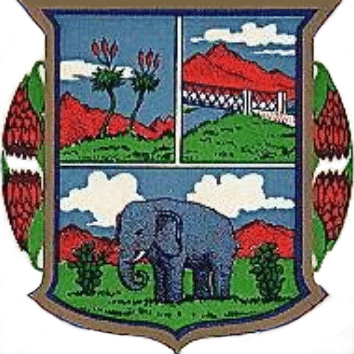 two aloe plants, two prickly pear plants and four protea inflorescences in the arms of Port Elizabeth Divisional Council