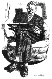 Image of Charles Williams seated in a chair, smoking ap;ipe