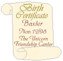 Baxter's Birth Certificate